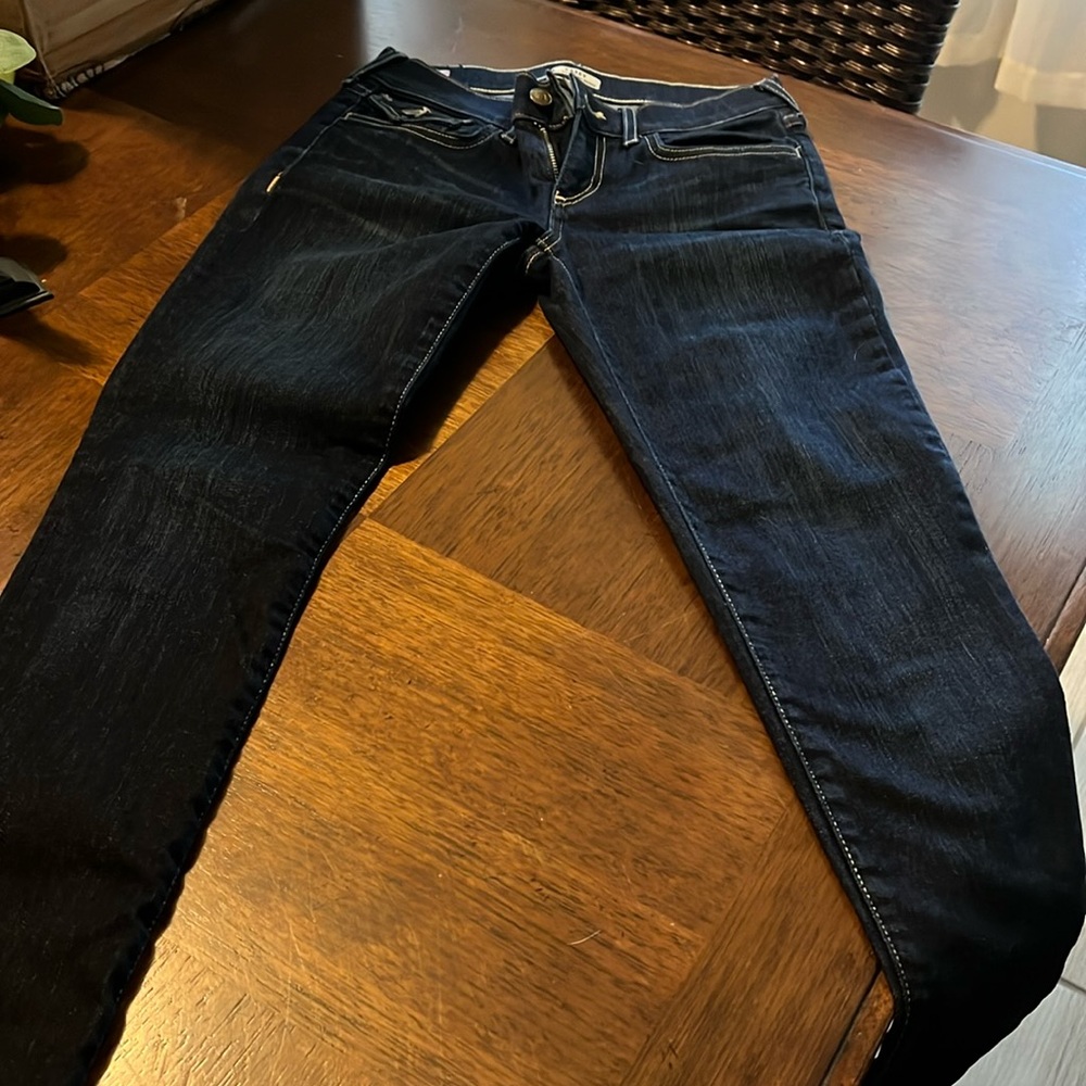 True Religion Casey Low Rise Super Skinny Dark Jeans, Size 26